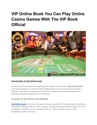 VIP Online Book You Can Play Online Casino Games With The VIP Book Official