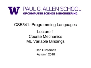 Autumn 2018 CSE341 Programming Languages Course Overview