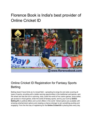 Florence Book is India's best provider of Online Cricket ID