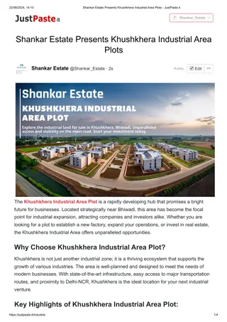 Shankar Estate Presents Khushkhera Industrial Area Plots