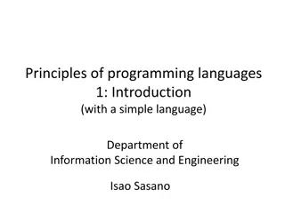 Principles of Programming Languages: Introduction and Machine Language Overview