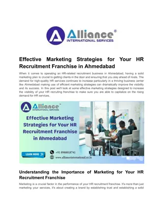 Effective Marketing Strategies for Your HR Recruitment Franchise in Ahmedabad