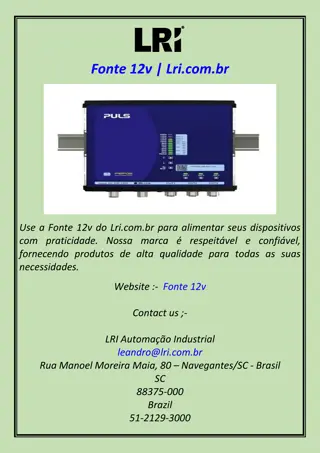 Use a Fonte 12v do Lri.com.br para alimentar seus dispositivos com