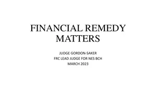 Financial Remedy Matters and Current Issues in Judicial Resources Compliance