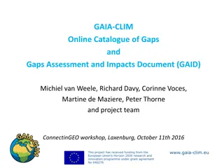 GAIA-CLIM Online Catalogue of Gaps: Identification, Assessment, and Impacts