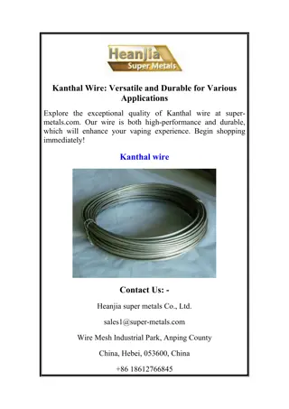 Kanthal Wire Versatile and Durable for Various Applications