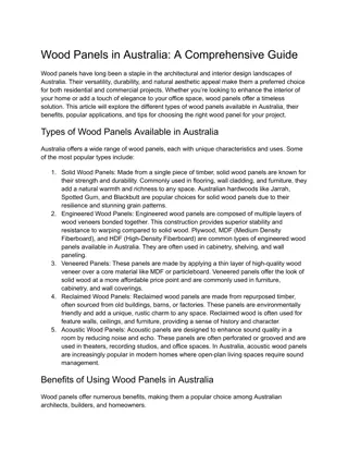 Wood Panels in Australia_ A Comprehensive Guide