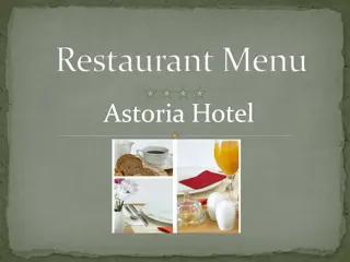 Menu Offering at Astoria Hotel - Delicious Selections for Every Palate