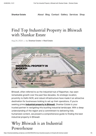 Find Top Industrial Property in Bhiwadi with Shankar Estate