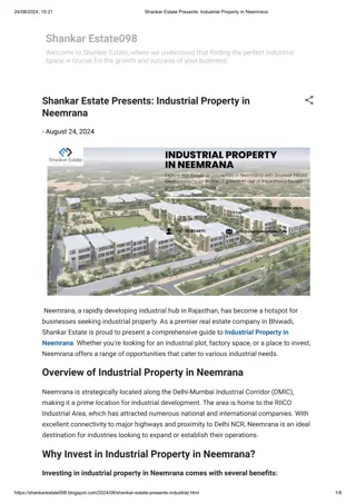 Shankar Estate Presents_ Industrial Property in Neemrana