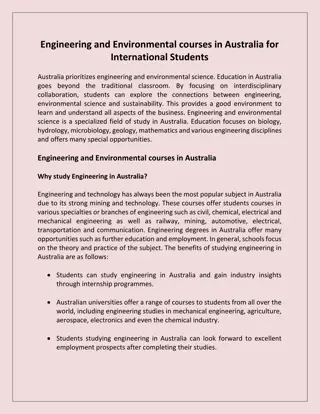 Engineering and Environmental courses in Australia for International Students