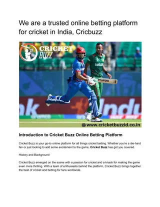 We are a trusted online betting platform for cricket in India, Cricbuzz