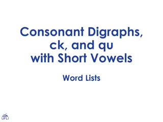 Consonant Digraphs with Short Vowels Word Lists