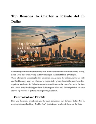 Top Reasons to Charter a Private Jet in Dallas