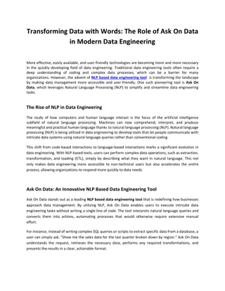 The Role of Ask On Data in Modern Data Engineering