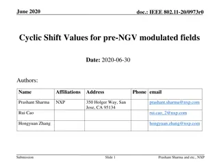 IEEE 802.11-20/0973r0 Cyclic Shift Values for Pre-NGV Modulated Fields