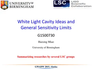 Advances in White Light Cavity for Sensitivity and Bandwidth Optimization