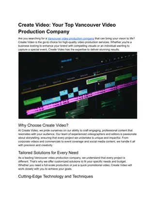 Create Video: Your Top Vancouver Video Production Company