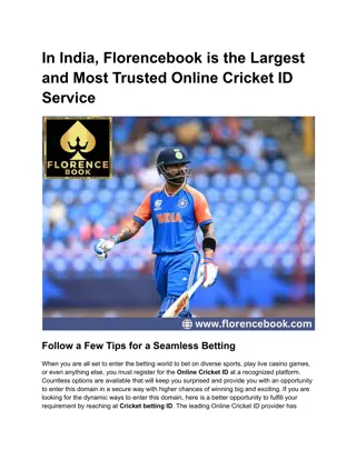 In India, Florencebook is the Largest and Most Trusted Online Cricket ID Service