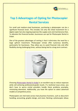 Top 5 Advantages of Opting for Photocopier Rental Services