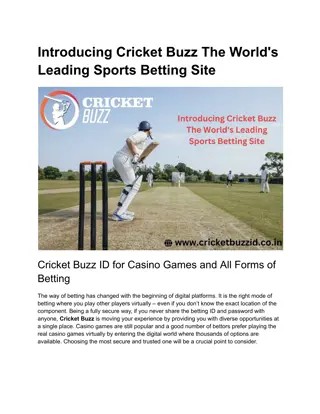 Introducing Cricket Buzz The World's Leading Sports Betting Site