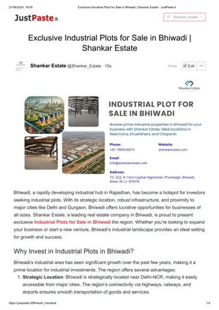 Exclusive Industrial Plots for Sale in Bhiwadi _ Shankar Estate