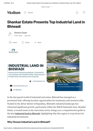 Shankar Estate Presents Top Industrial Land in Bhiwadi