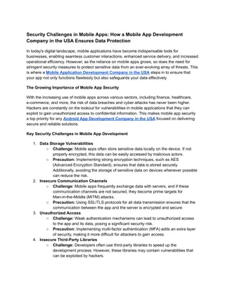 Safeguarding Mobile Apps: How USA-Based Developers Tackle Security Challenges