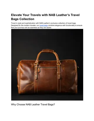 Elevate Your Travels with NAB Leather’s Travel Bags Collection