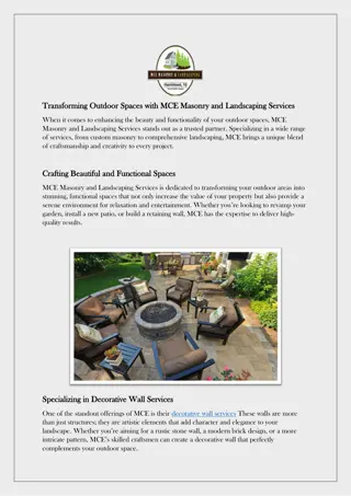 Transforming Outdoor Spaces with MCE Masonry and Landscaping Services