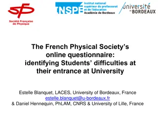 Understanding Students' Difficulties at University Entrance in France