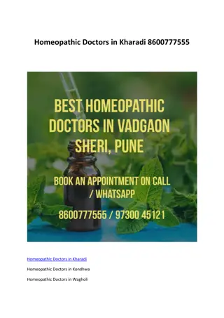 Homeopathic Doctors in Kharadi 8600777555