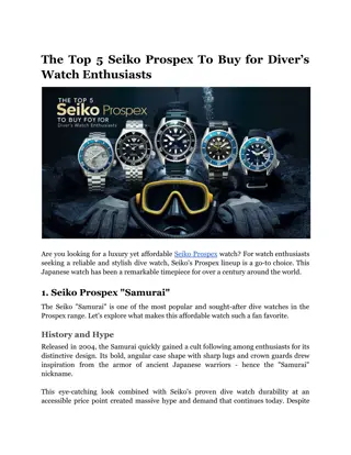 The Top 5 Seiko Prospex To Buy for Diver’s Watch Enthusiasts