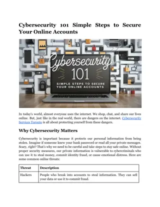 Cybersecurity 101 Simple Steps to Secure Your Online Accounts