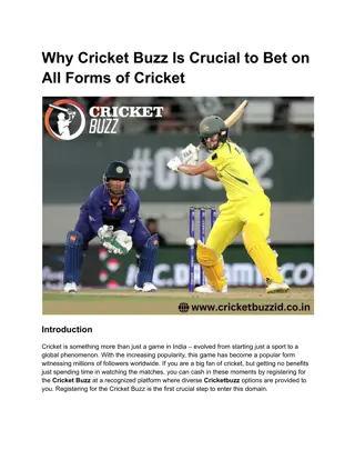 Why Cricket Buzz Is Crucial to Bet on All Forms of Cricket