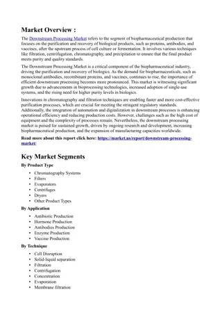 Downstream Processing Market