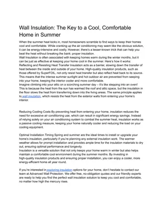 Wall Insulation_ The Key to a Cool, Comfortable Home in Summer