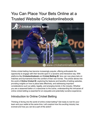 You Can Place Your Bets Online at a Trusted Website Cricketonlinebook