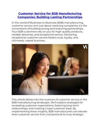 Customer Service for B2B Manufacturing Companies Building Lasting Partnerships