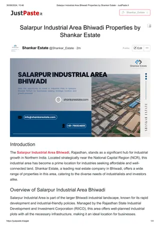 Salarpur Industrial Area Bhiwadi Properties by Shankar Estate