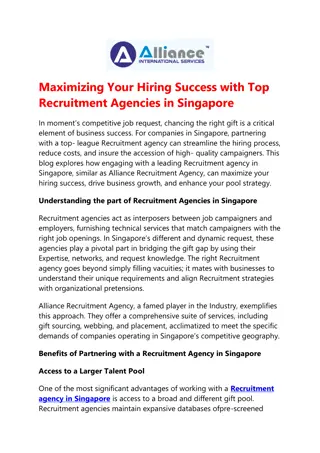 Maximizing Your Hiring Success with Top Recruitment Agencies in Singapore