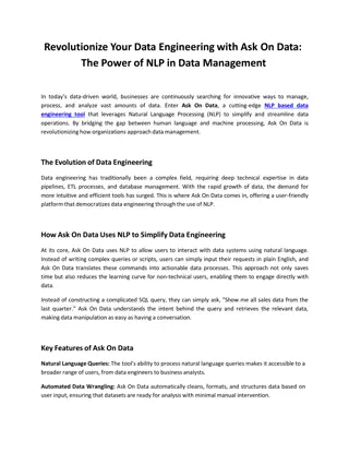 Ask On Data The Power of NLP based data engineering tool