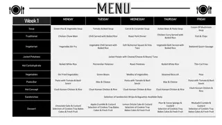 Weekly Menu Highlights for Two Weeks