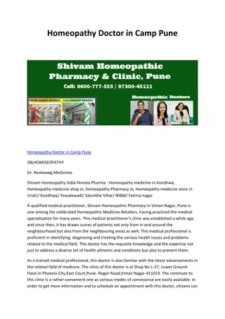 Homeopathy Doctor in Camp Pune