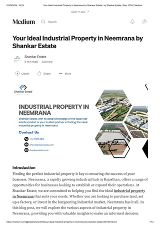 Your Ideal Industrial Property in Neemrana by Shankar Estate