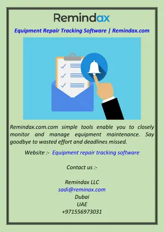 Equipment Repair Tracking Software | Remindax.com