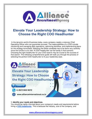 Elevate Your Leadership Strategy How to Choose the Right COO Headhunter