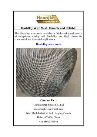 Hastelloy Wire Mesh Durable and Reliable