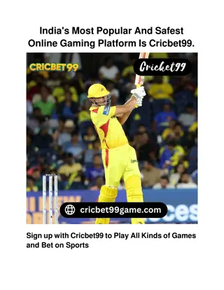 India's Most Popular And Safest Online Gaming Platform Is Cricbet99