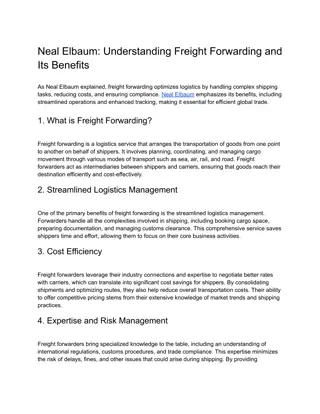 Neal Elbaum_ Understanding Freight Forwarding and Its Benefits